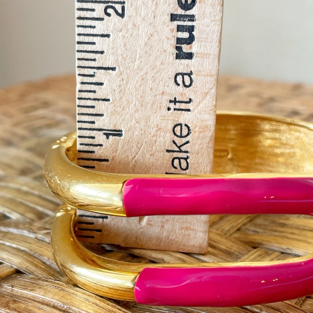 Vintage Monet Gold and Pink Clamper Bangle Bracelet - Picture 11 of 13